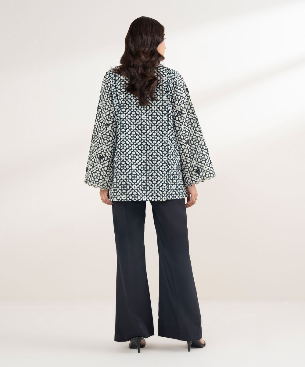 Women's RTW Khaddar Embroidered Black Shirt