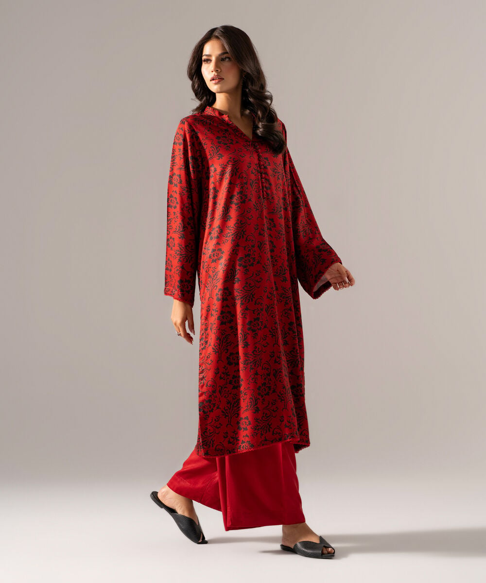 Women's RTW Viscose Marina Printed Maroon Straight Shirt