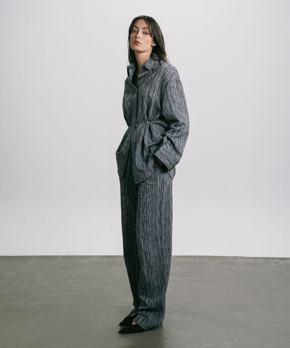 Women's Western Wear Blue Pull-On Jacquard Denim Trouser