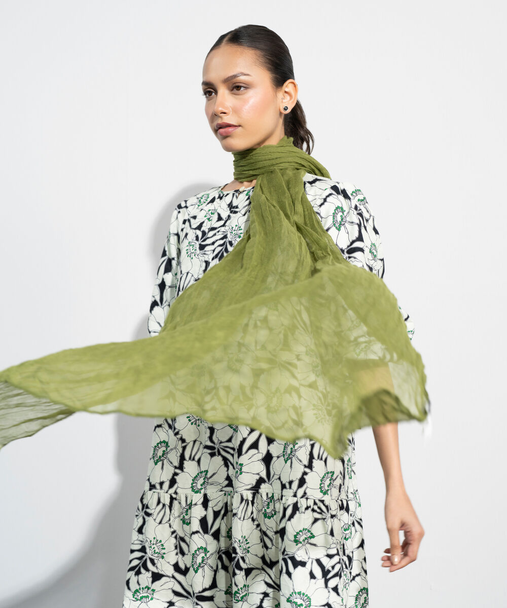 Women's Western Green  Rectangular Scarf