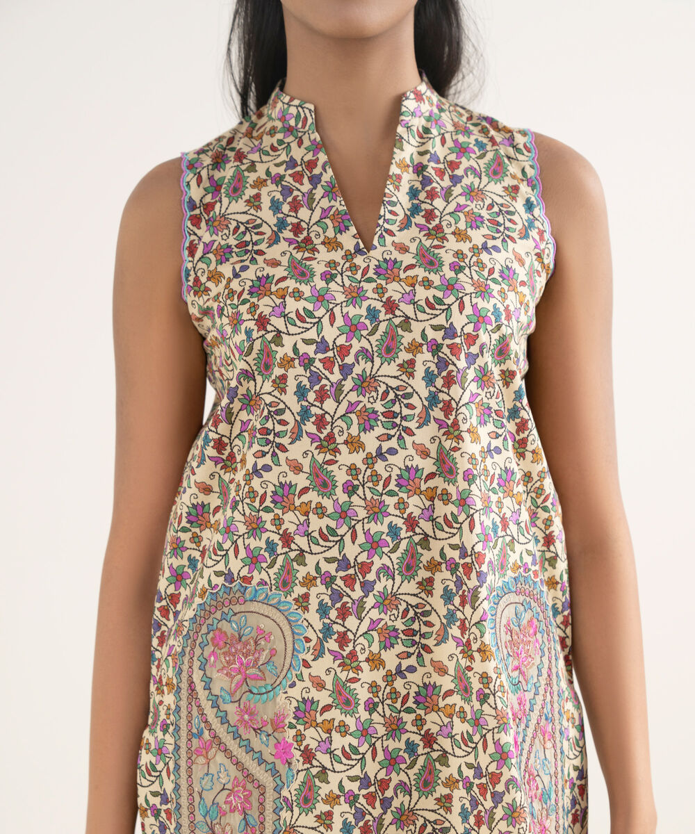 Women's Unstitched Cotton Printed Multi 3 Piece Suit