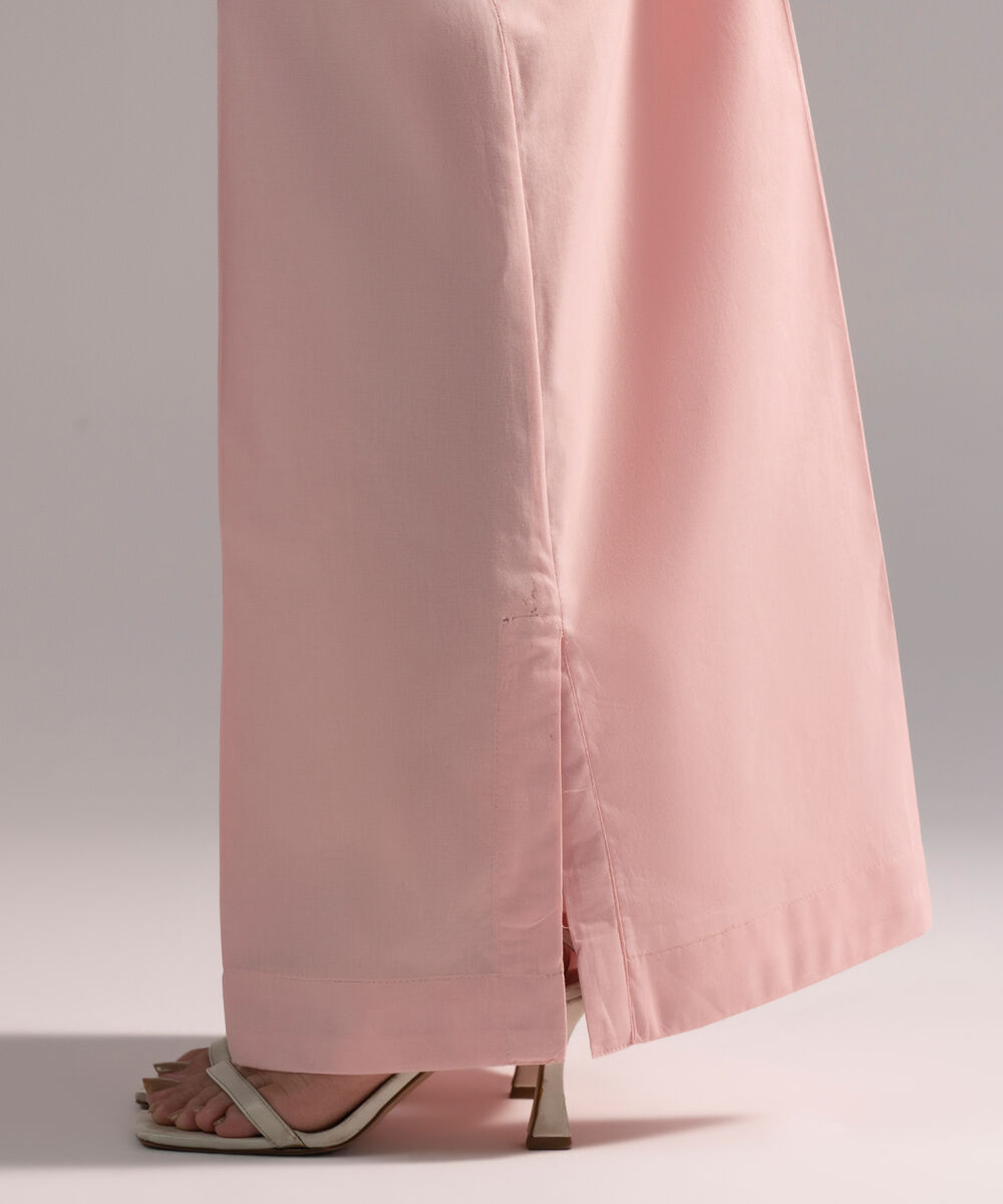 Women's RTW Cambric Solid Pink Flared Pants