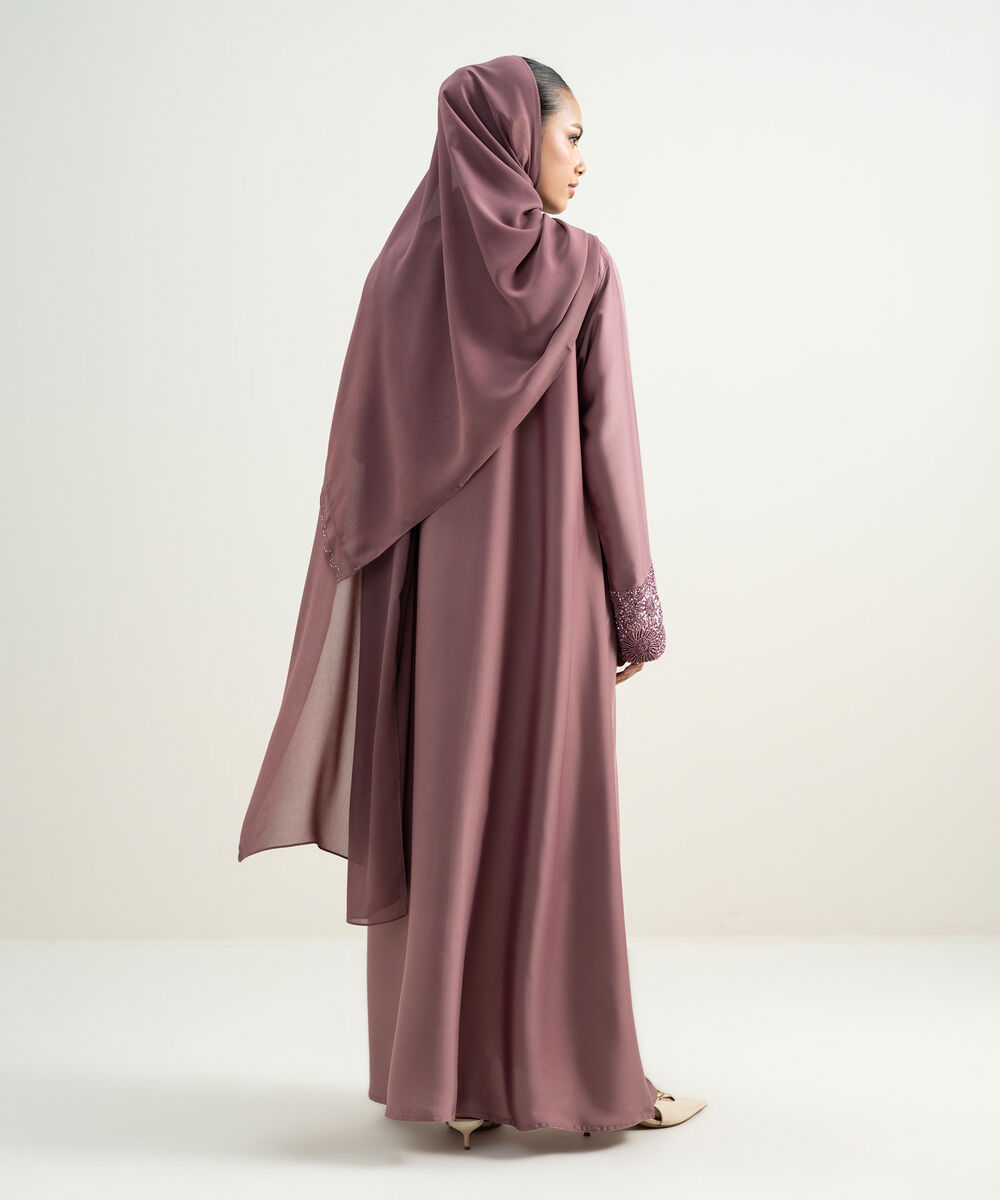 Women's Pink Embellished Abaya Set