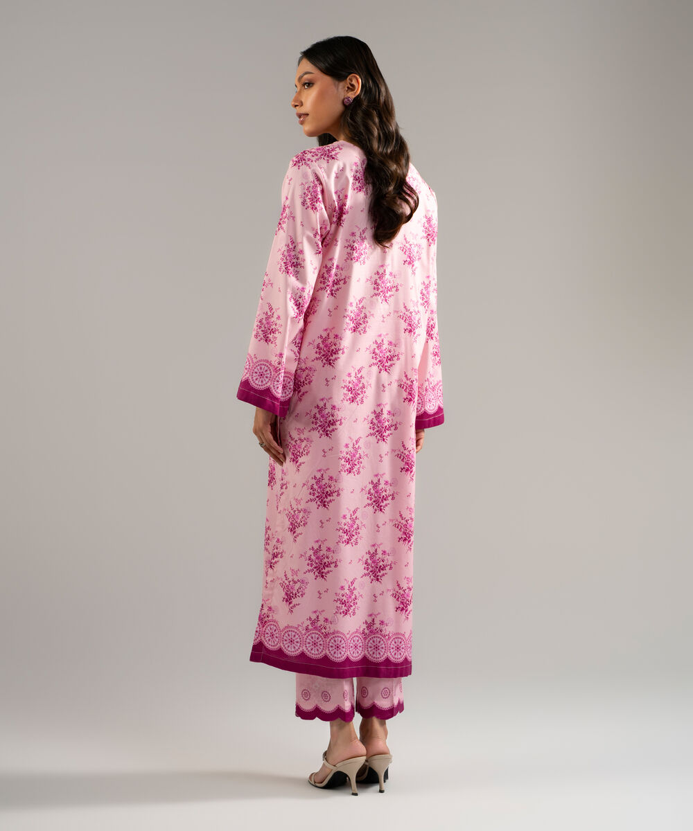 Women's RTW Cotton Viscose Printed Pink Straight Shirt