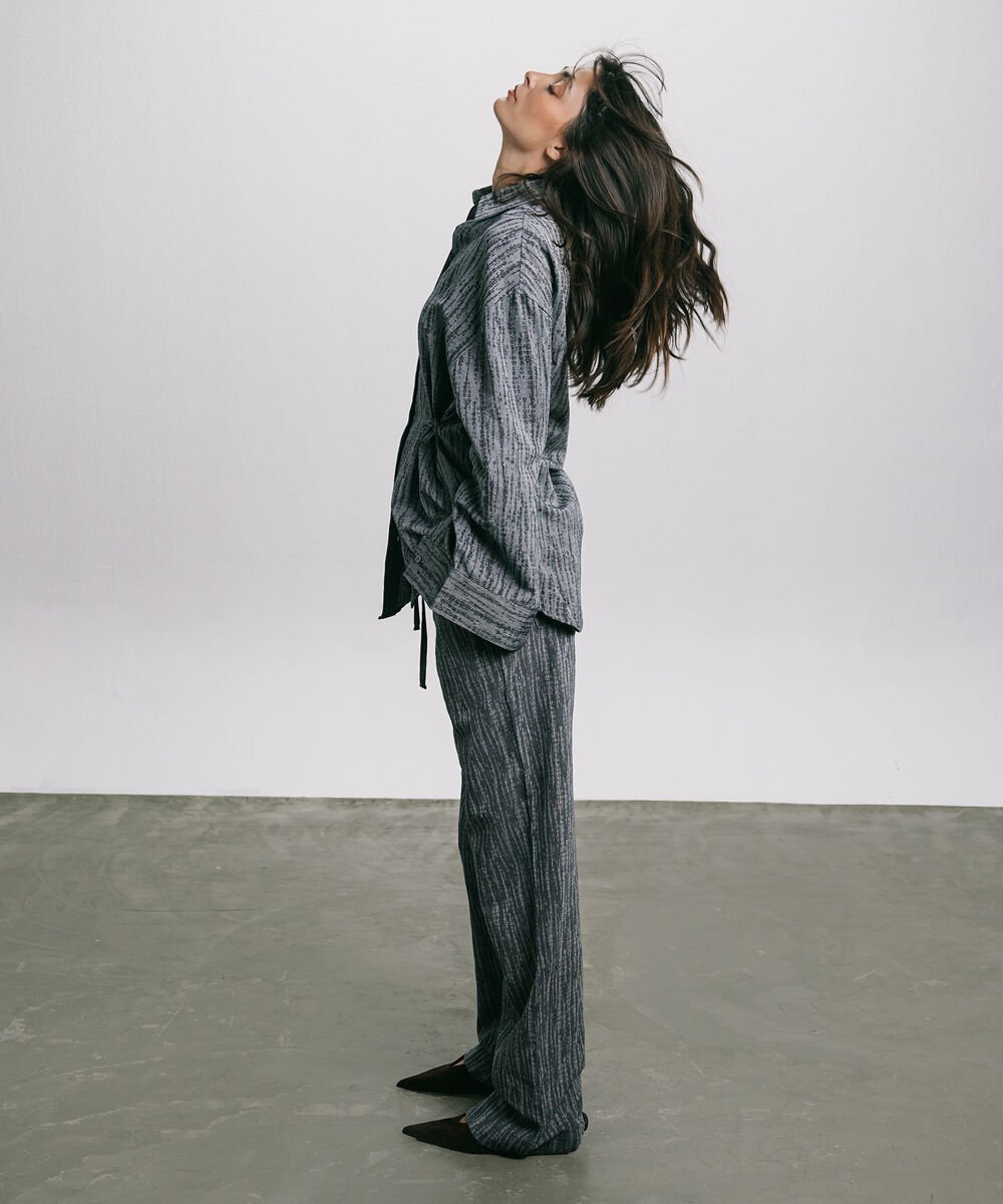 Women's Western Wear Blue Pull-On Jacquard Denim Trouser