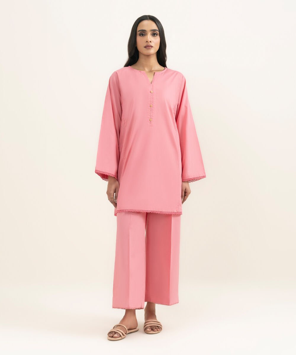 Women's RTW Cambric Solid Pink Straight Shirt