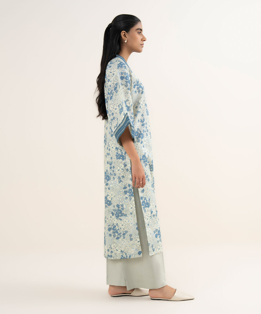 Women's Unstitched Lawn Printed Blue 2 Piece Suit