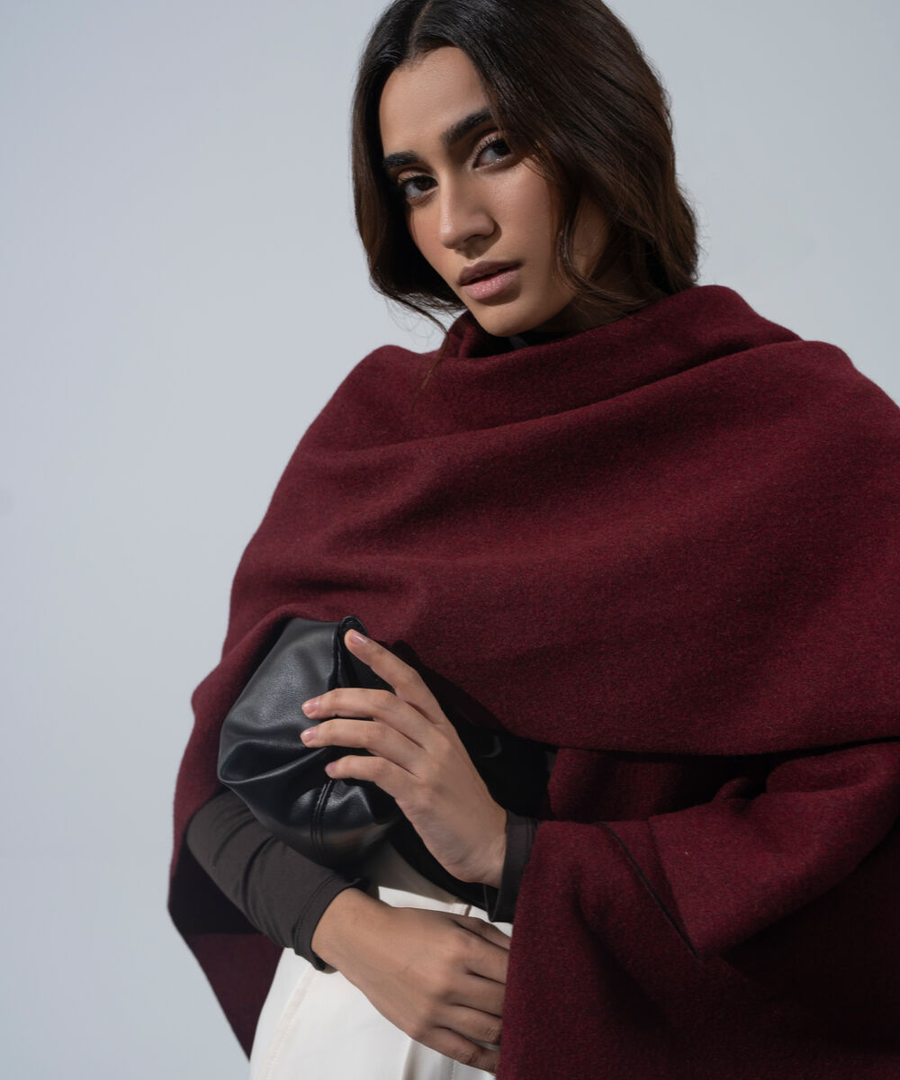Women's Western Wear Merlot Polyester Cape Shawl