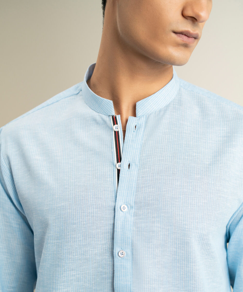 Men's light blue Yarn Dyed Cotton Kurta