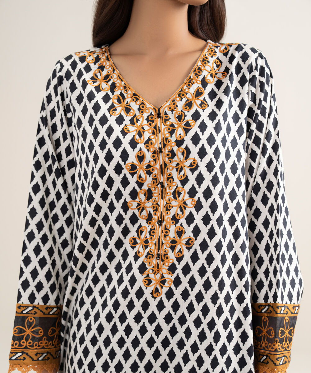 Women's RTW Lawn Embroidered Multi A-Line Shirt