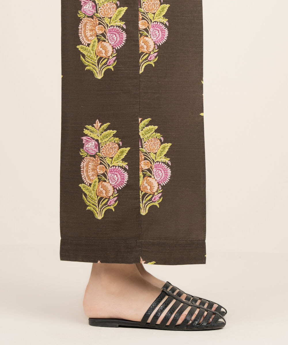 Women's RTW Cambric Printed Brown Flared Pants