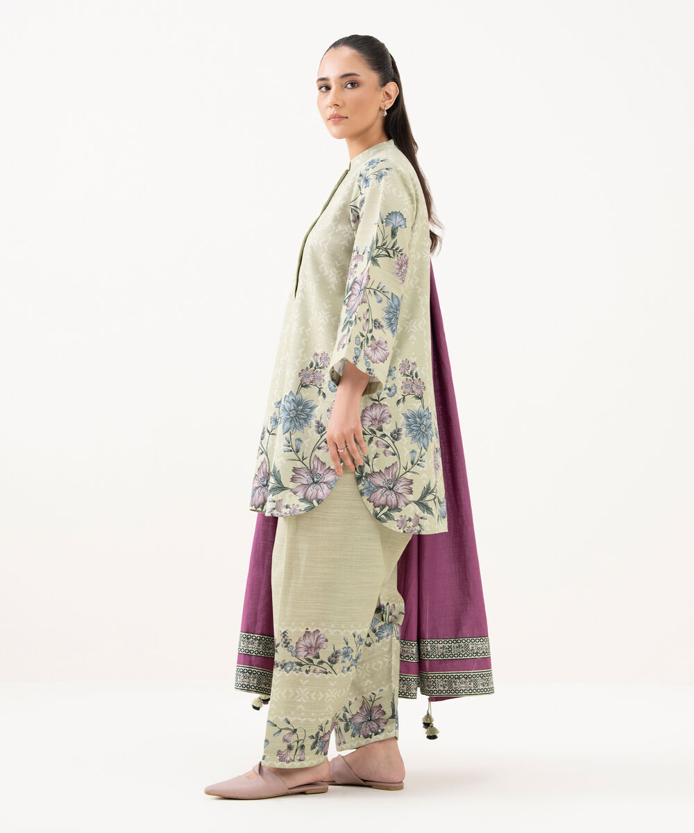 Women's Unstitched Cotton Printed Multi 3 Piece Suit