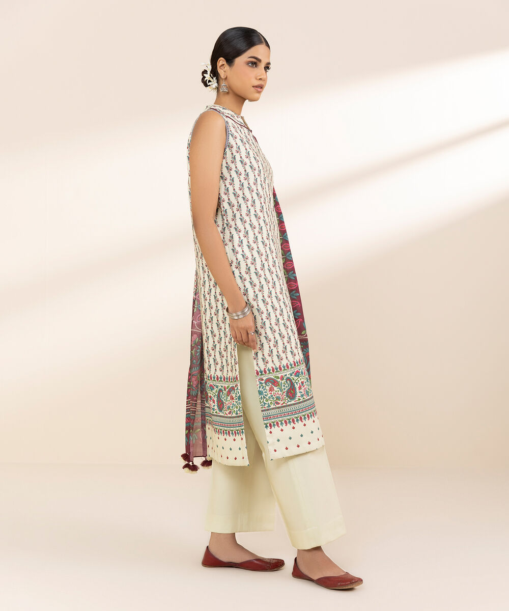 Women's Unstitched Lawn Printed Multi 3 Piece Suit