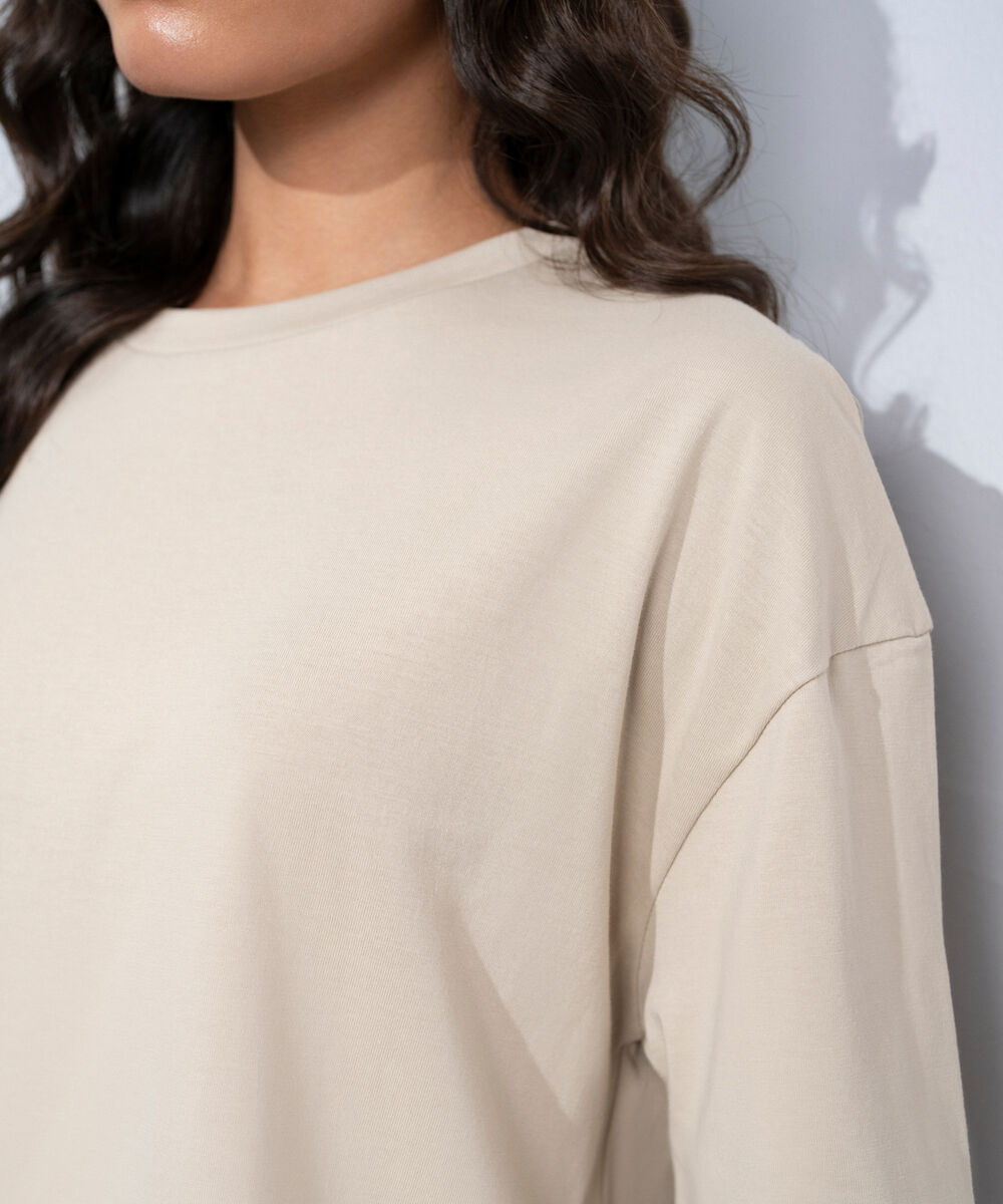 Women's Western Beige Loose Fit Supima T-Shirt