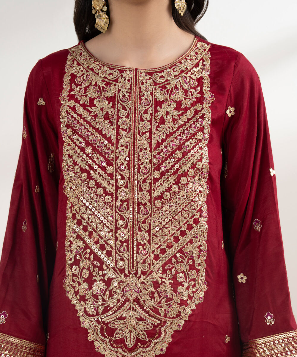 Women's Unstitched Viscose Raw Silk 3 Piece Suit