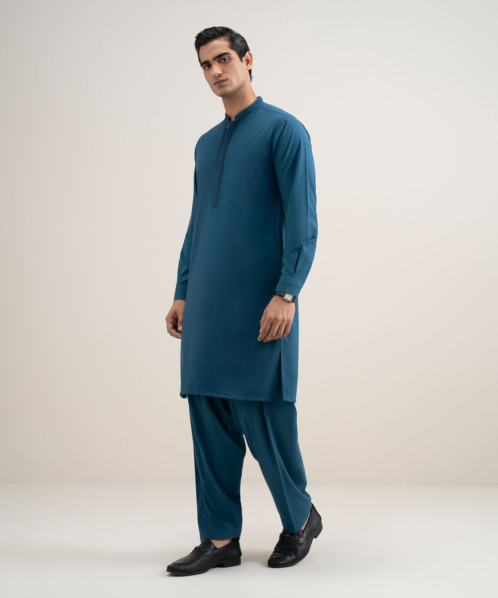 Men's Stitched Premium Wash & Wear Blue Suit