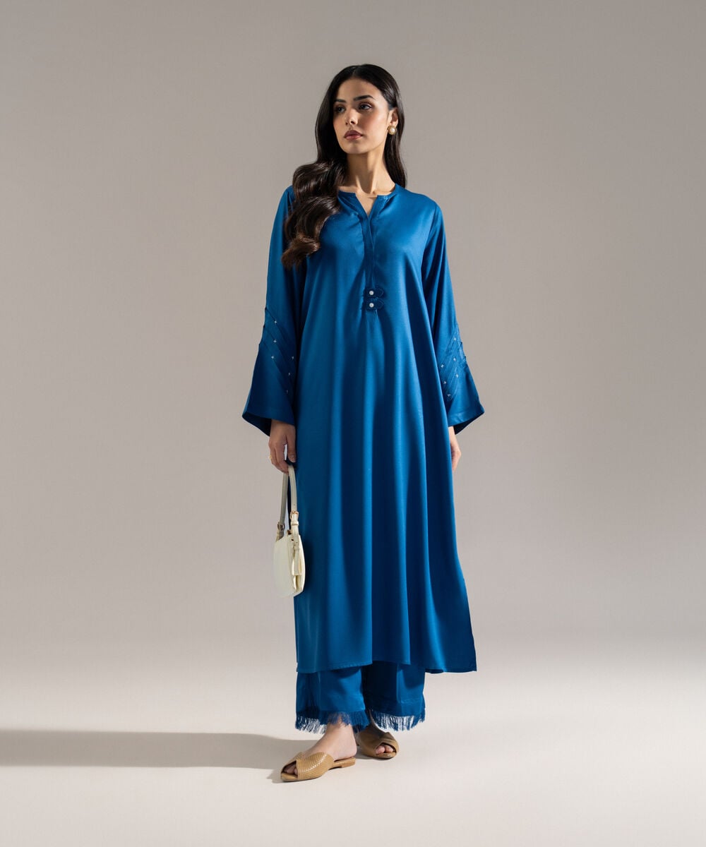 Women's RTW Bedford Solid Blue 2 Piece Suit