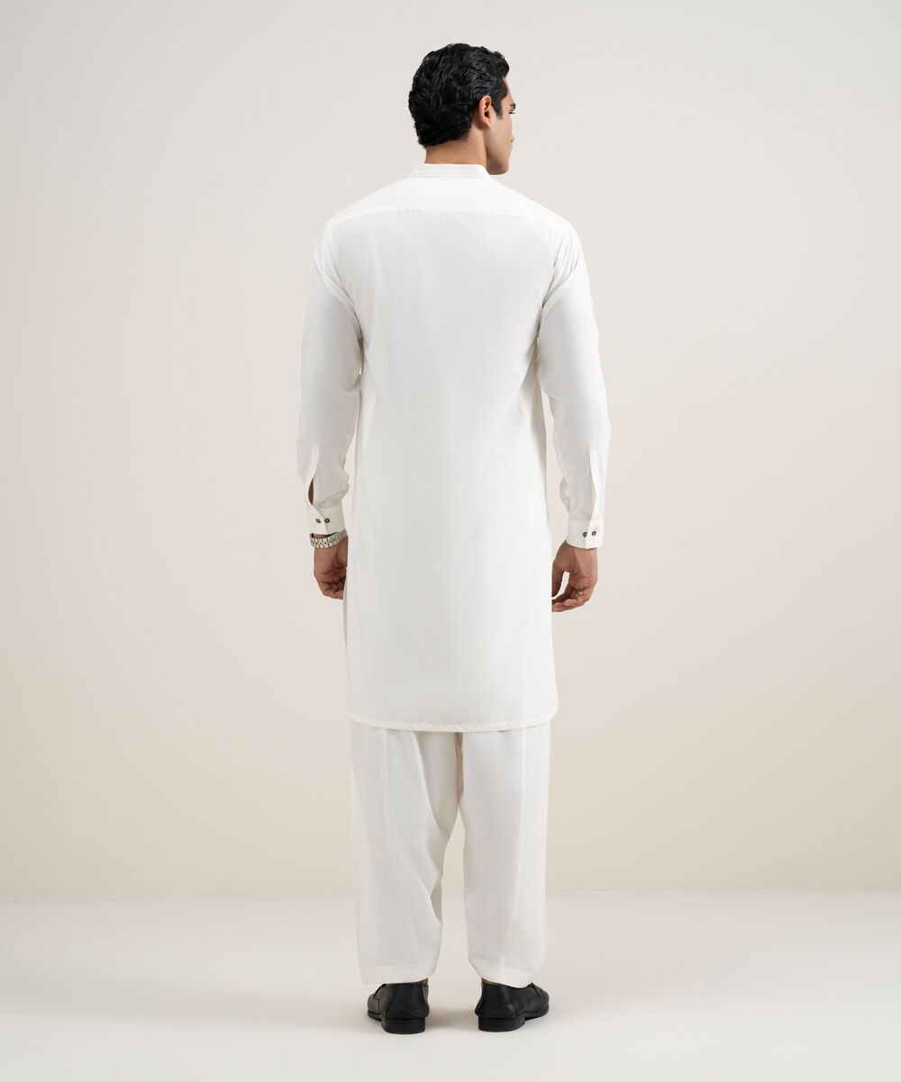 Men's Stitched Premium Wash & Wear Off White Suit