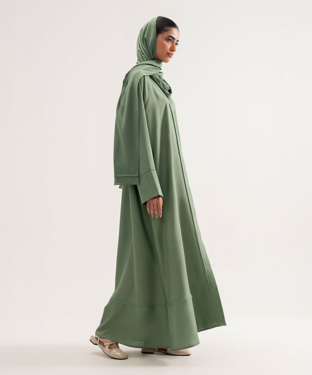 Women's Polyester Mint Green Raglan Abaya Set