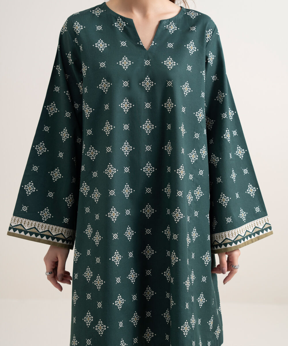 Women's Unstitched Lawn Printed Green 2 Piece Suit