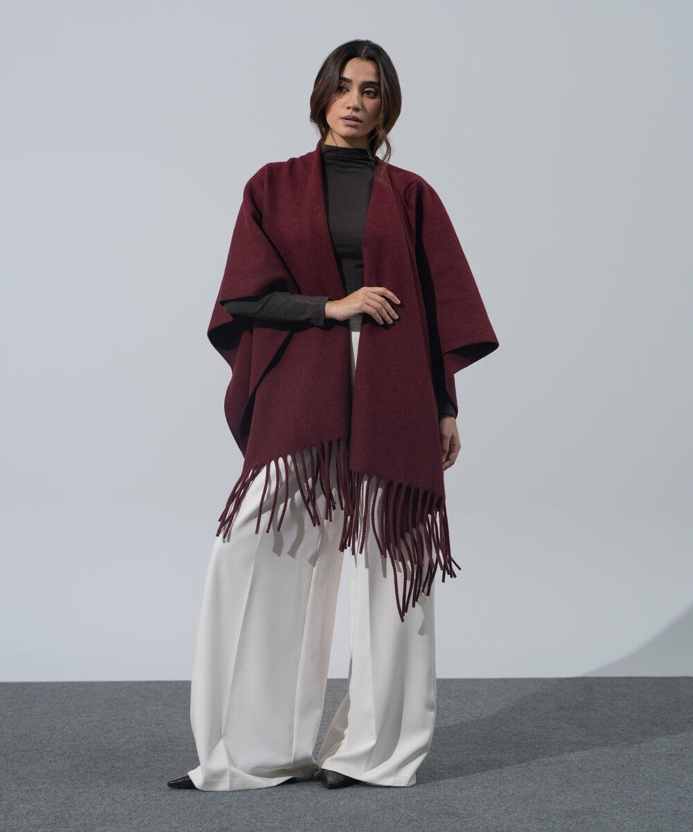 Women's Western Wear Merlot Polyester Cape Shawl