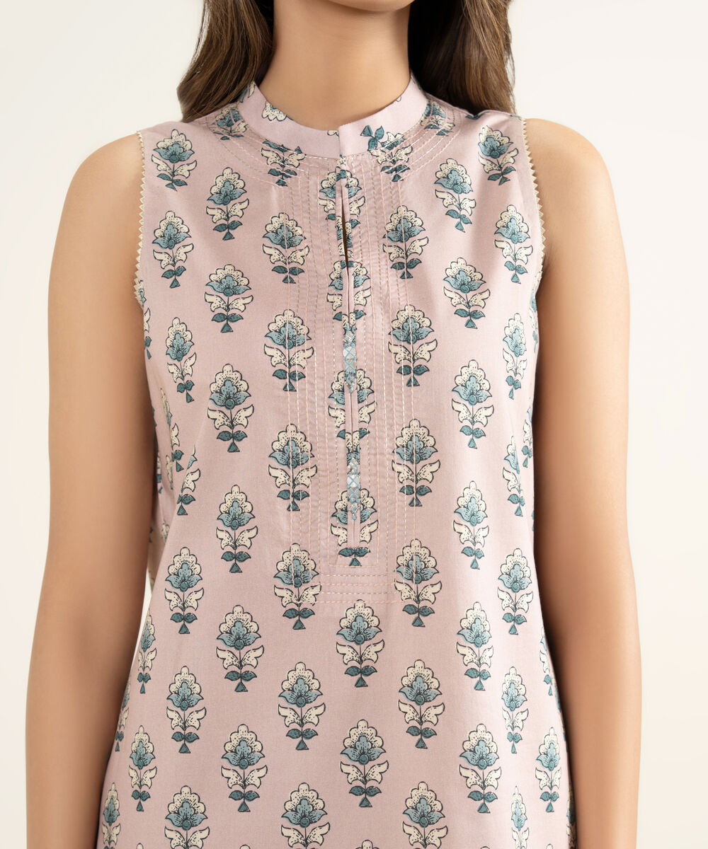 Women's Unstitched Lawn Embroidered Pink 3 Piece Suit