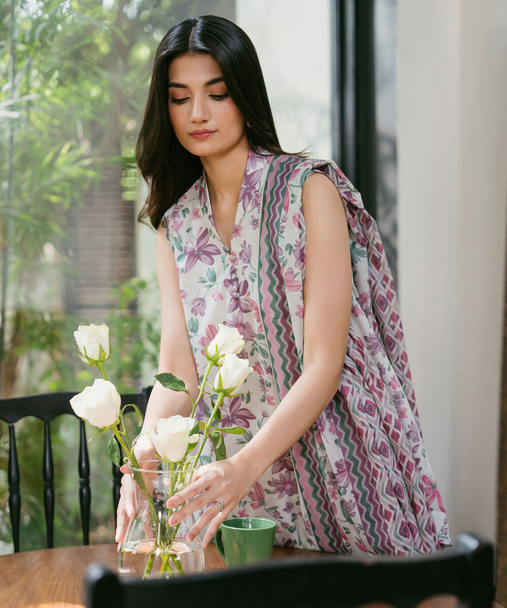 Women's Unstitched Lawn Printed Multi 2 Piece Suit
