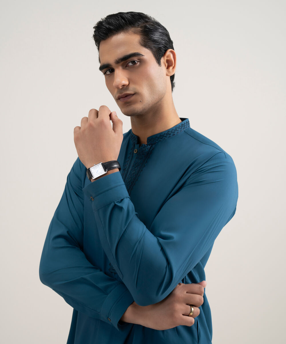 Men's Stitched Premium Wash & Wear Blue Suit