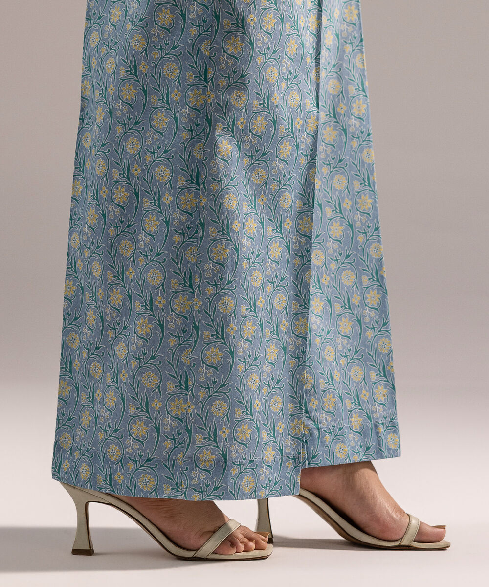Women's RTW Cambric Printed Blue Culottes