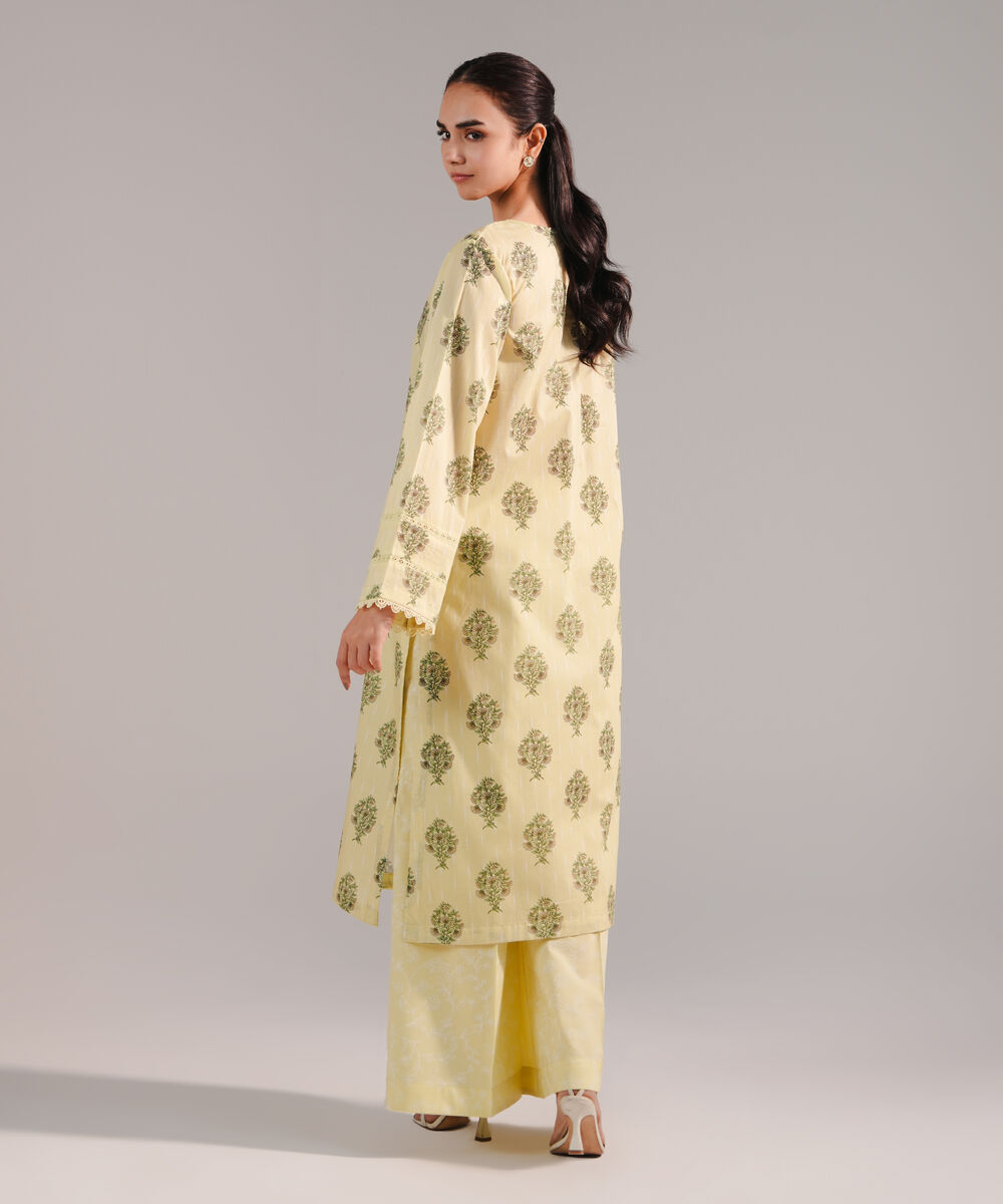 Women's RTW Lawn Printed Lime Yellow Straight Shirt