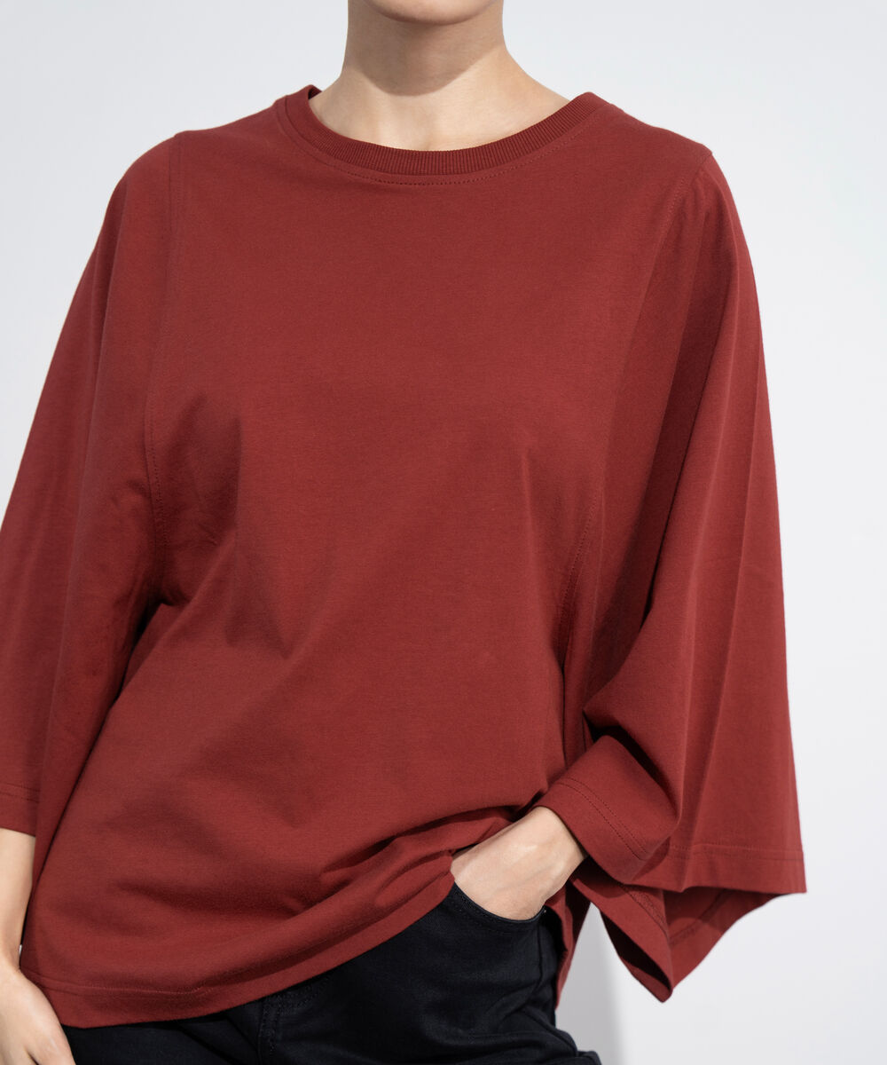 Women's Western Wear Maroon Oversized Jersey T-Shirt