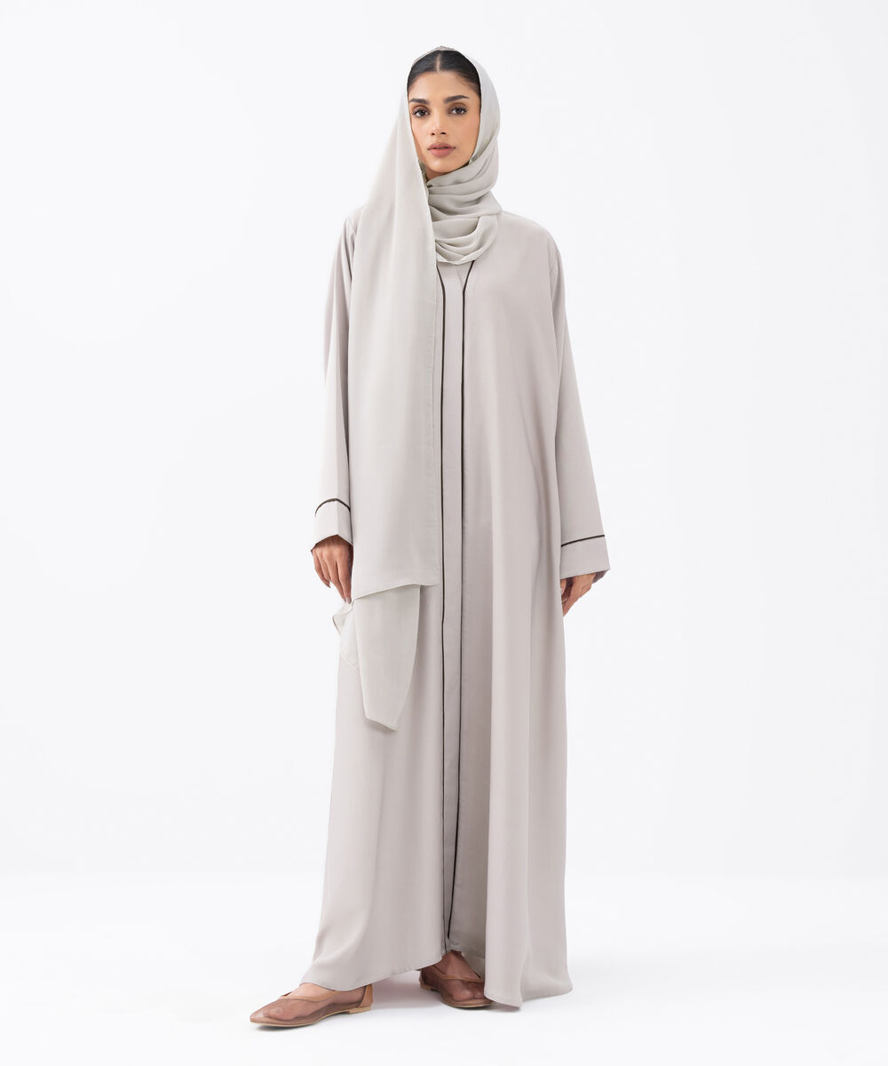 Women's Grey Polyester Abaya