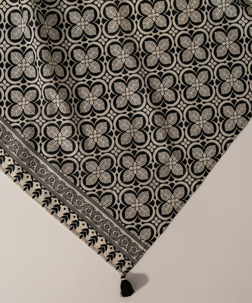 Women's RTW Khaddar Printed Black Dupatta