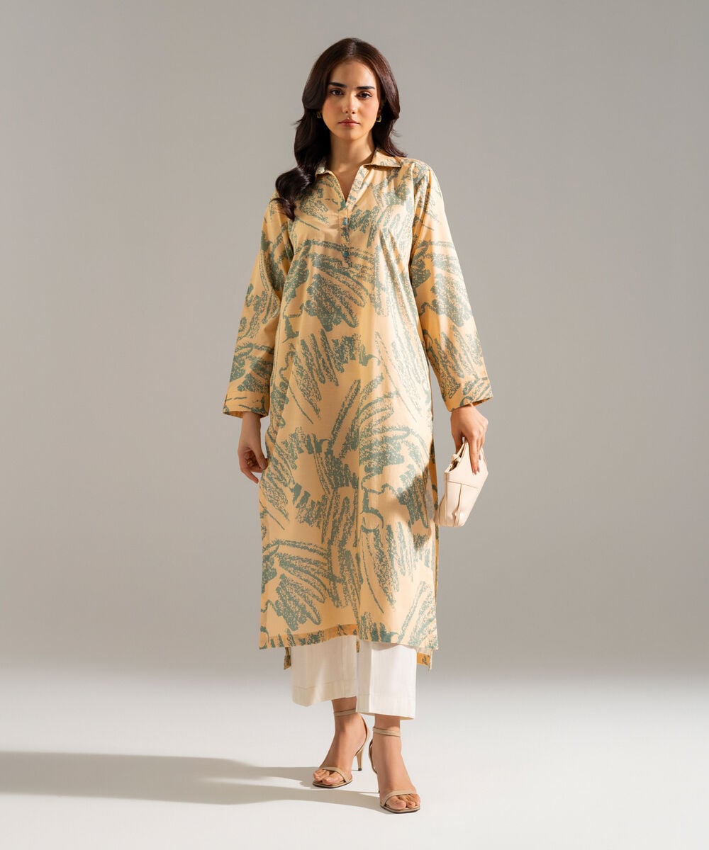 Women's RTW Slub Lawn Printed Multi Straight Shirt
