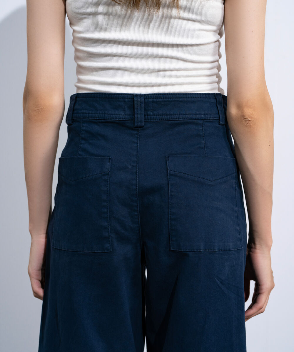 Women's Navy Barrel Fit Chino Trousers