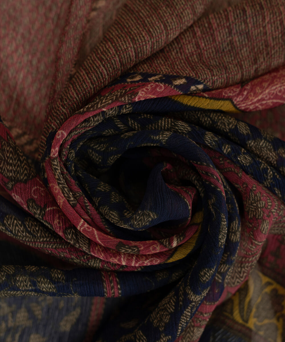 Women's RTW Blended Chiffon Blue Printed  Dupatta