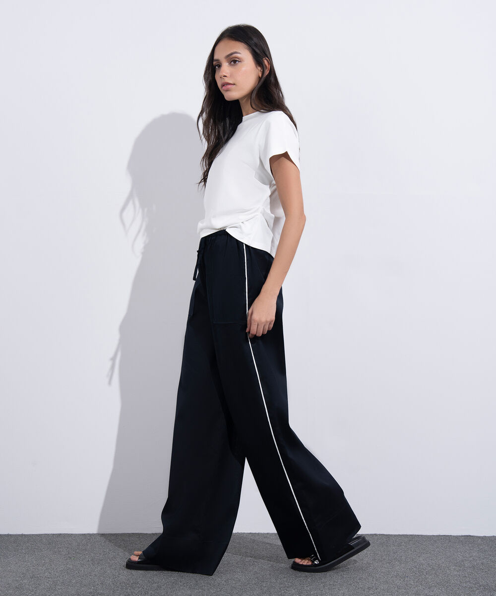 Women's Western Wear Black Linen Blend Pull On Trousers