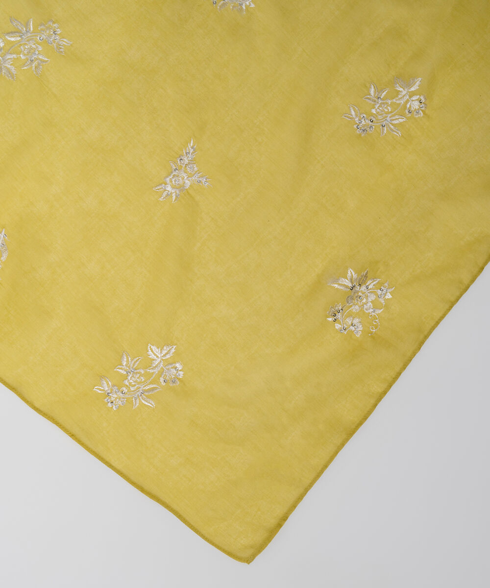 Women's RTW Fine Voil Solid Pale Yellow Dupatta
