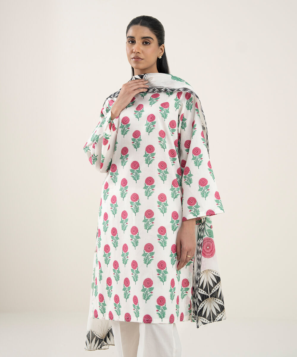 Women's Unstitched Lawn Printed Multi 3 Piece Suit