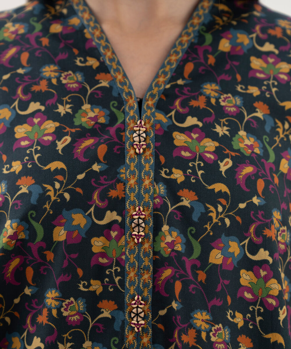 Women's Unstitched Cotton Printed Multi 2 Piece Suit