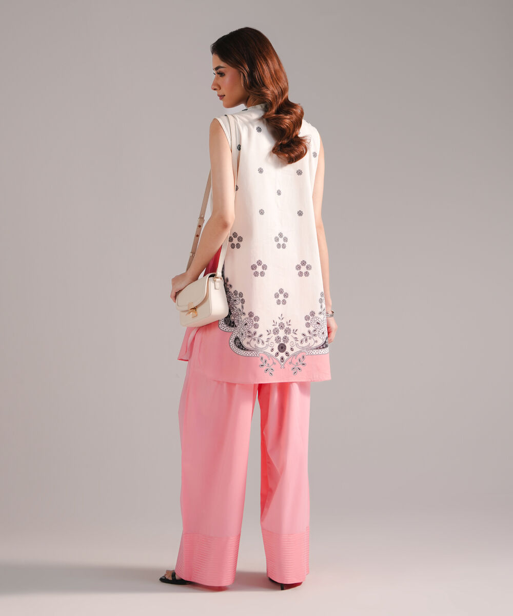 Women's RTW Lawn Printed Off White Straight Shirt