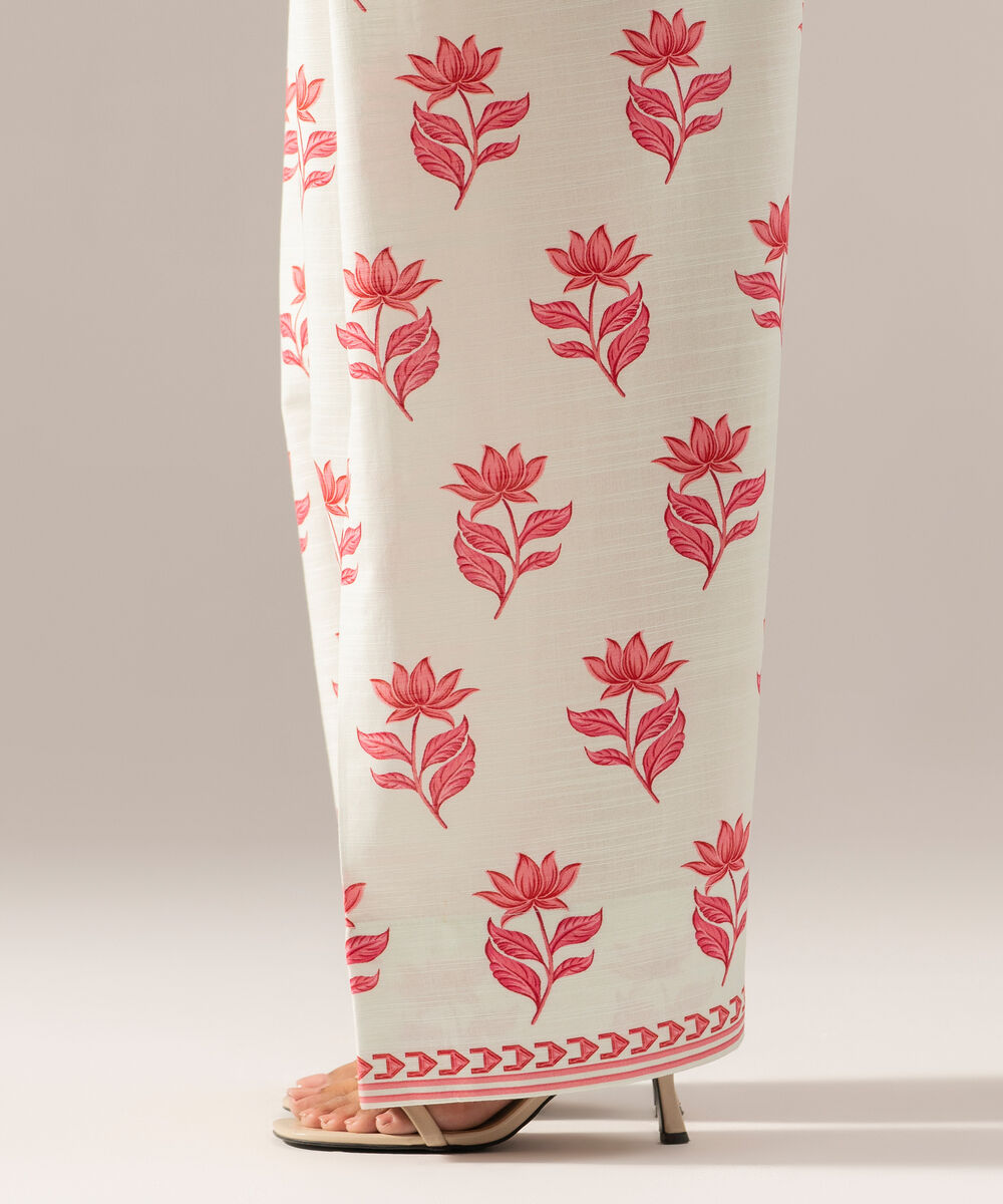 Women's RTW Printed Off White Khaddar Farshi Shalwar