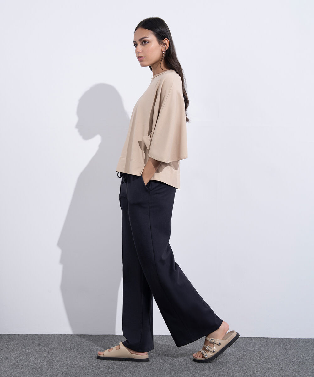 Women's Western Wear Black Pull On Summer Terry Trousers