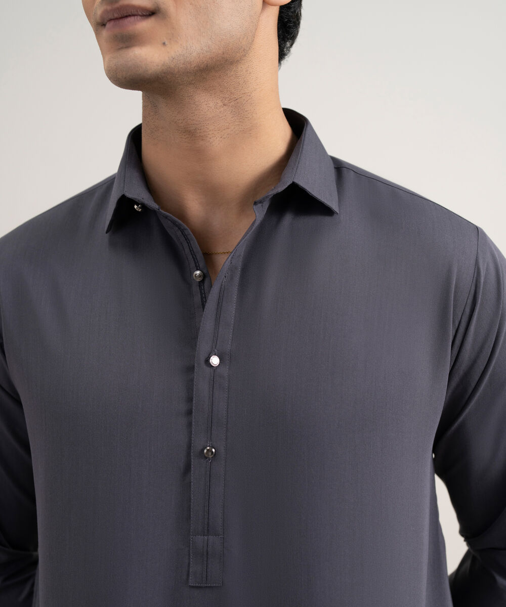 Men's Stitched Luxury Wash and Wear Grey Suit