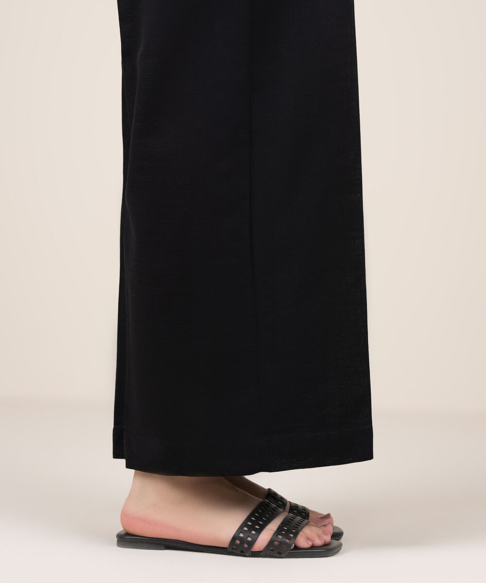 Women's RTW Khaddar Solid Black Culottes