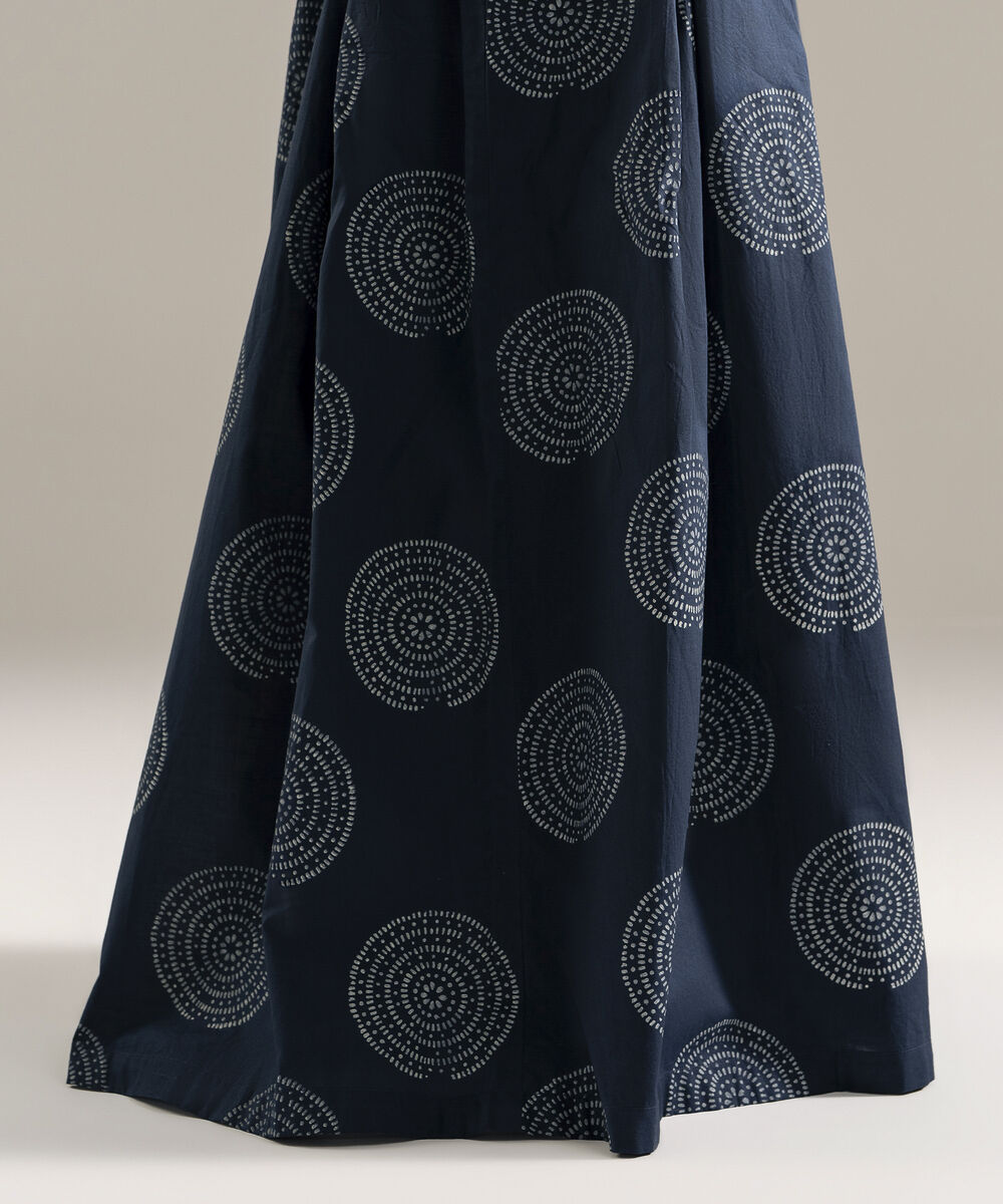 Women's RTW Cambric Printed Blue Flared Pants