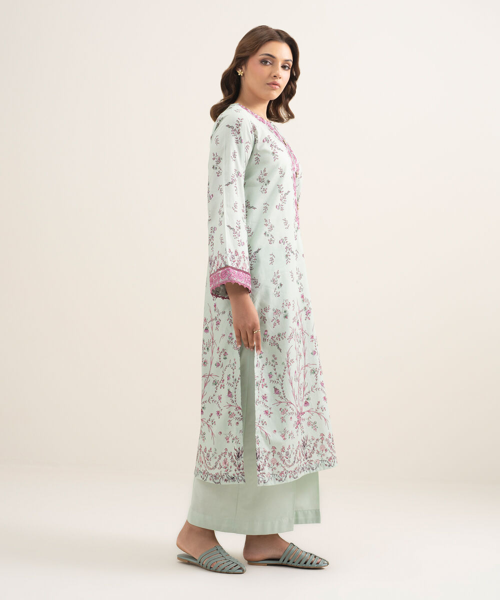 Women's RTW Lawn Embroidered Multi A-Line Shirt