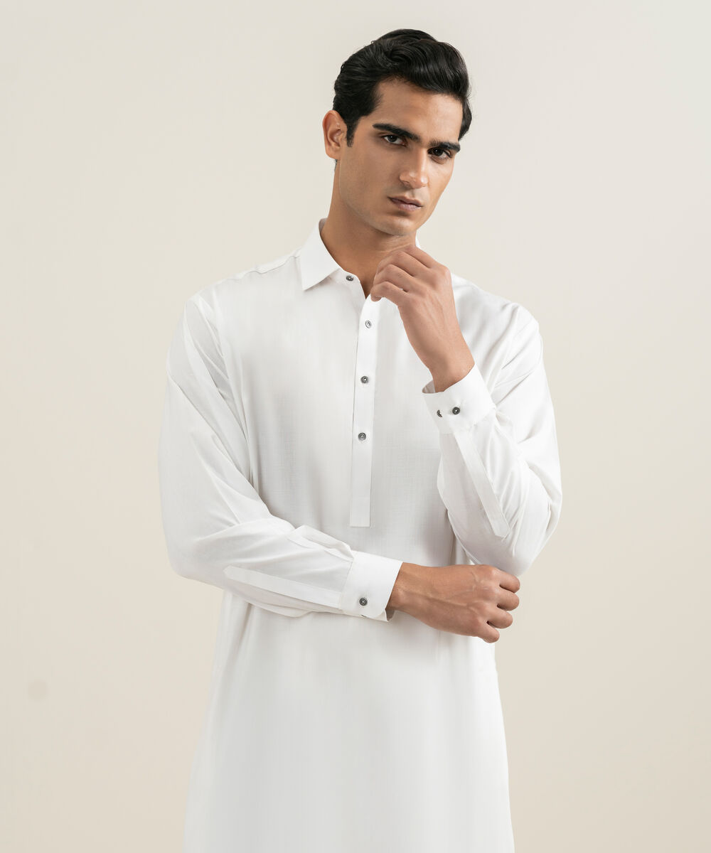 Men's Stitched Off White Kurta Shalwar