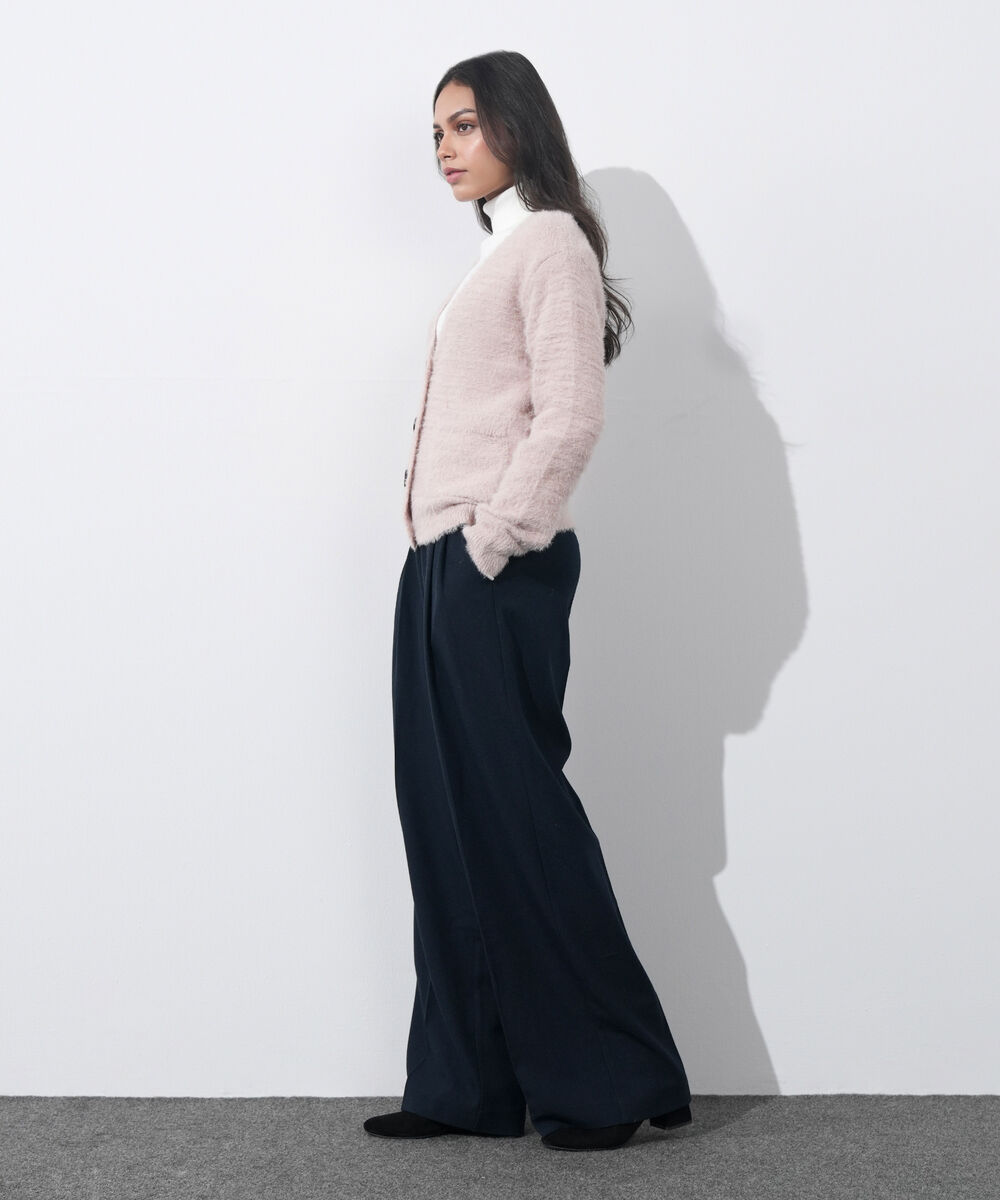 Women's Western Wear Powder Pink Fuzzy Knit Cardigan