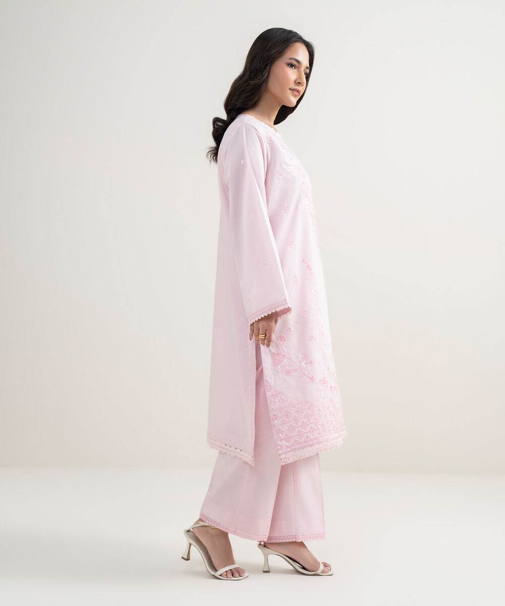 Women's RTW Zari Lawn Embroidered Light Pink 2 Piece Suit